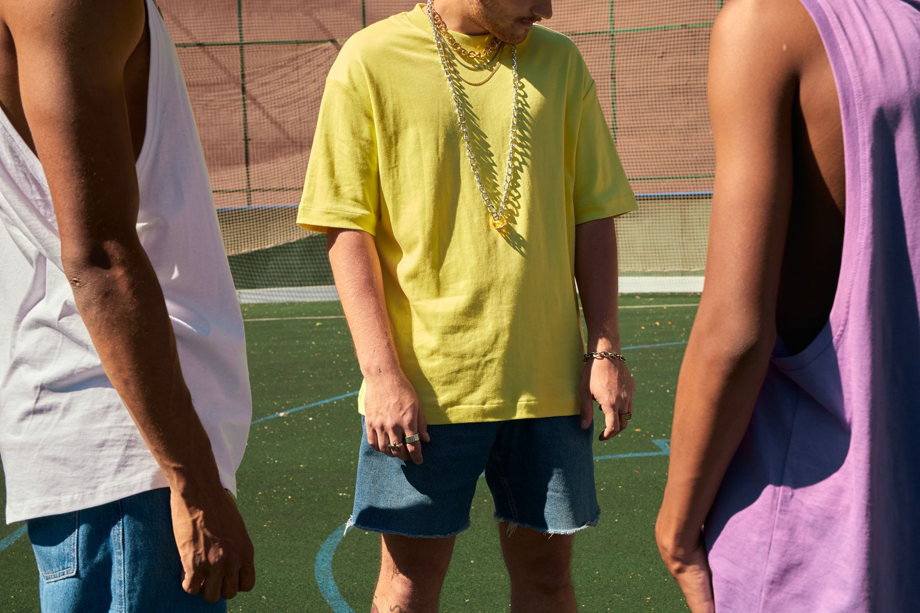 Friends gathered on an outdoor court — illustrative stock photograph, not the fictional interview or club